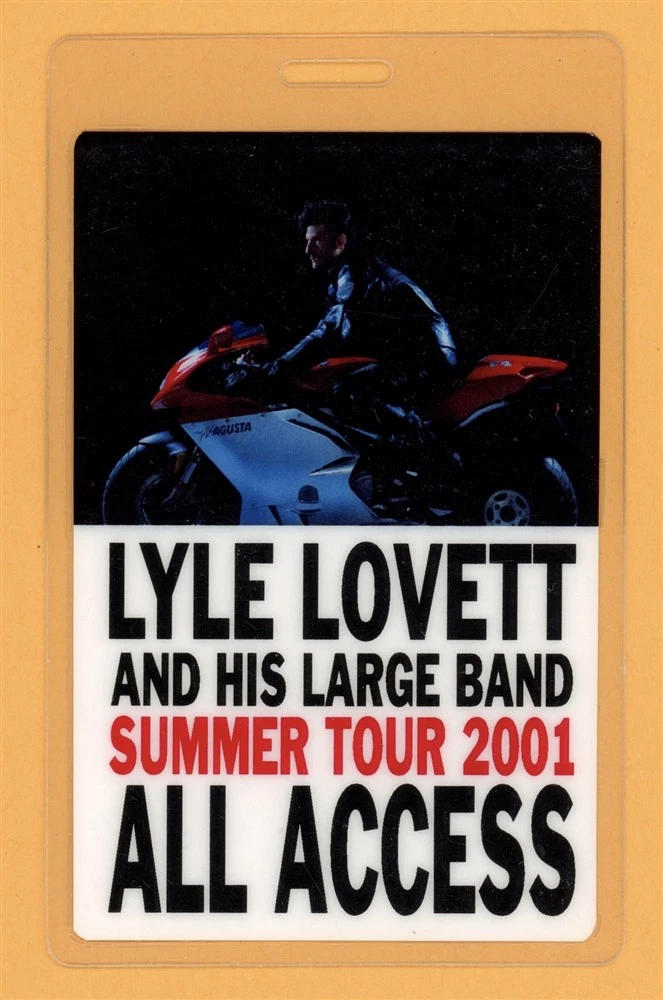 Lyle Lovett 2001 Summer Tour All Access Laminated Backstage Pass