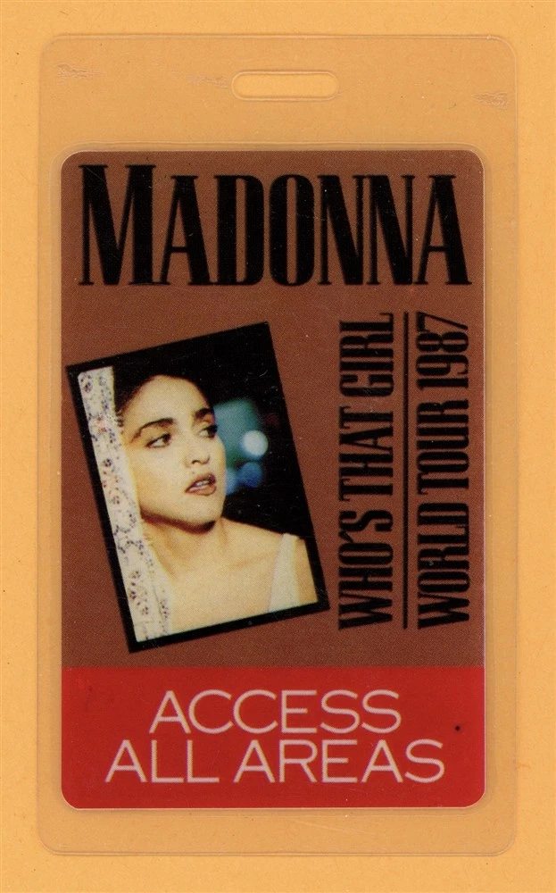 Madonna 1987 Who's That Girl Tour All Access Laminated Backstage Pass