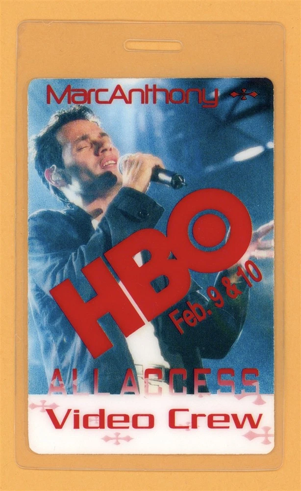 Marc Anthony 1999 HBO Tour All Access Laminated Backstage Pass