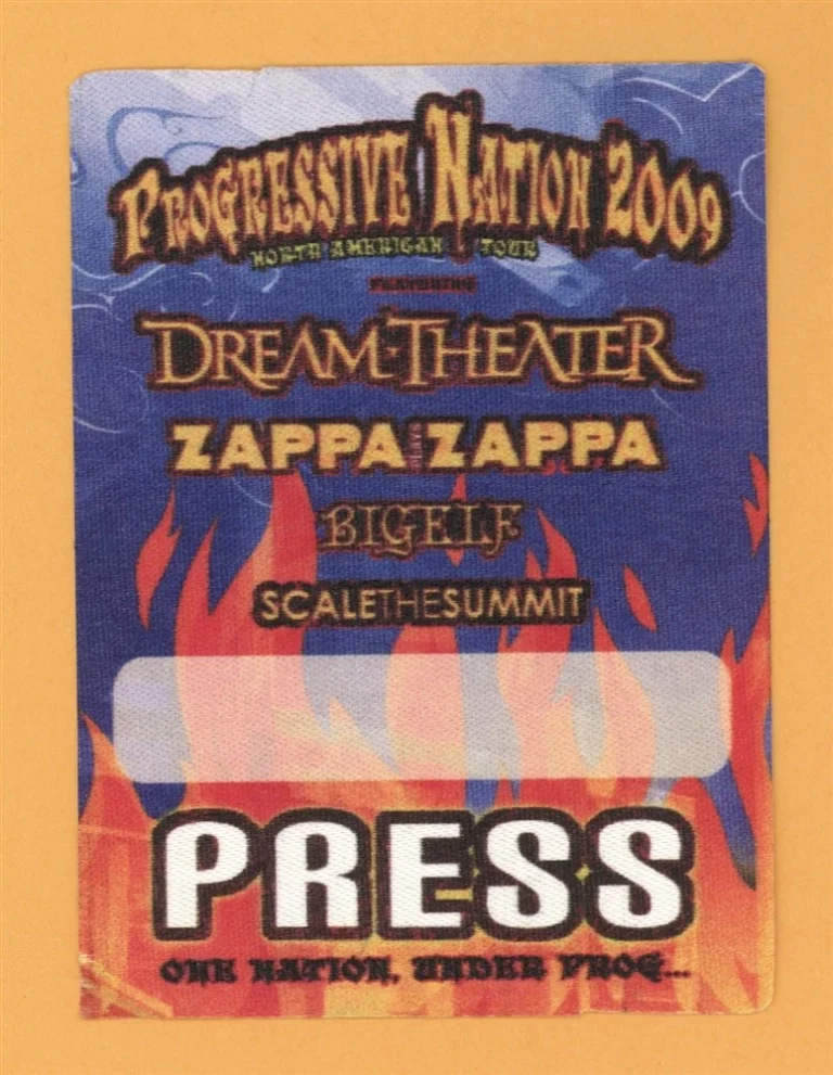 Dream Theater 2009 ZAPPA Concert Tour PRESS Backstage Pass