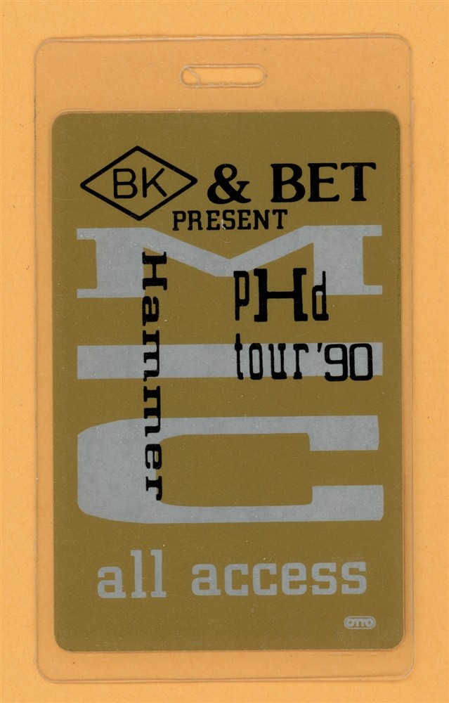 MC Hammer 1990 PHD Tour All Access Laminated Backstage Pass