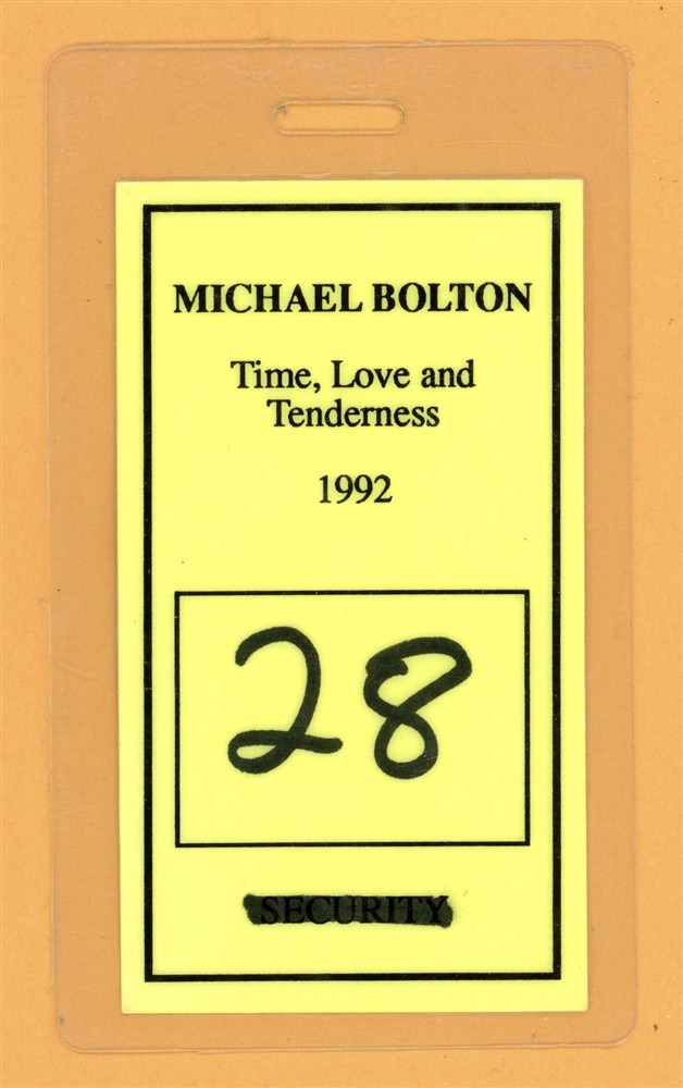 Michael Bolton 1992 Time, Love Tenderness Tour AA Laminated Backstage Pass