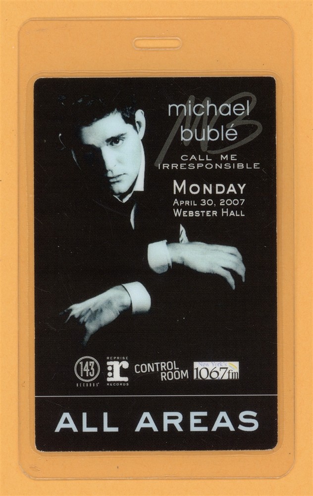 Michael Buble 2007 Call Me Irresponsible Tour AA Laminated Backstage Pass