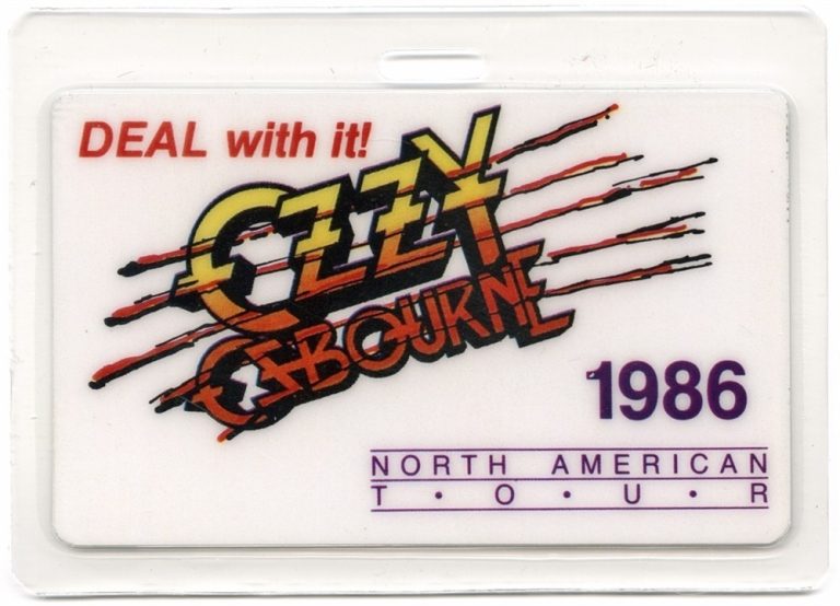 Ozzy Osbourne Vintage Laminated Backstage Pass - 1986 Ultimate Sin Tour