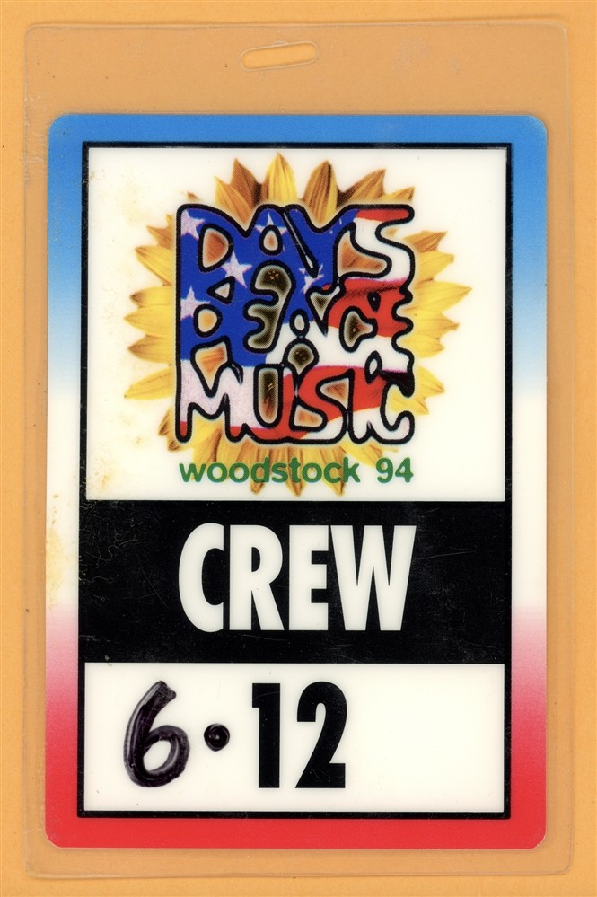 Woodstock 1994 Concert w/ Bob Dylan Aerosmith Metallica Laminated Backstage Pass