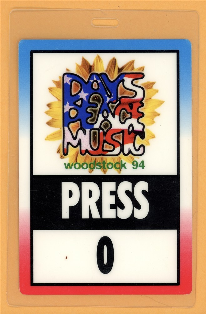 Woodstock 1994 Concert w/ Bob Dylan Aerosmith Metallica Laminated Backstage Pass