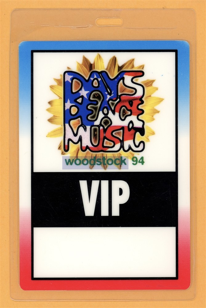 Woodstock 1994 Concert w/ Bob Dylan Aerosmith Metallica Laminated Backstage Pass