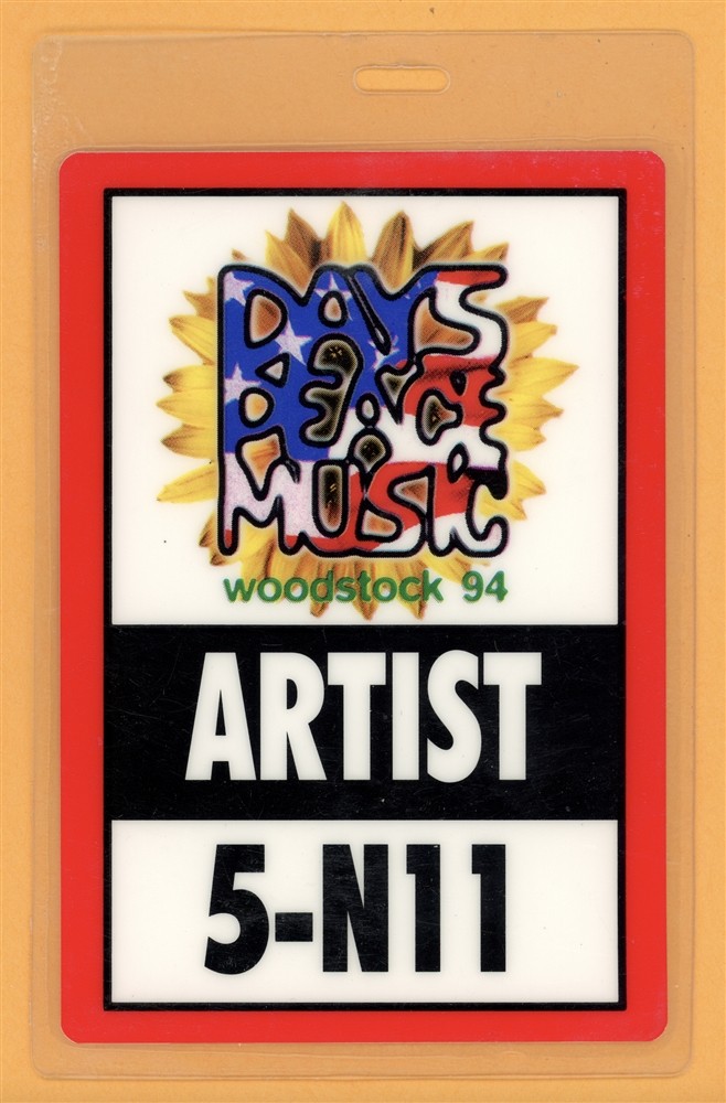 Woodstock 1994 Concert w/ Bob Dylan Aerosmith Metallica Laminated Backstage Pass