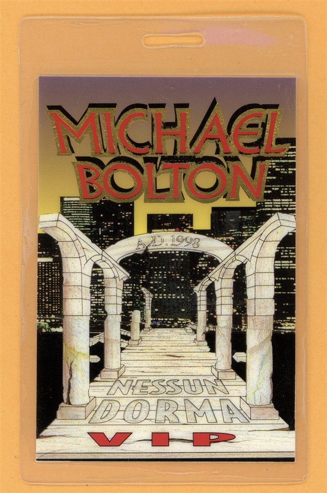 Michael Bolton 1998 Nessun Dorma Tour VIP Laminated Backstage Pass