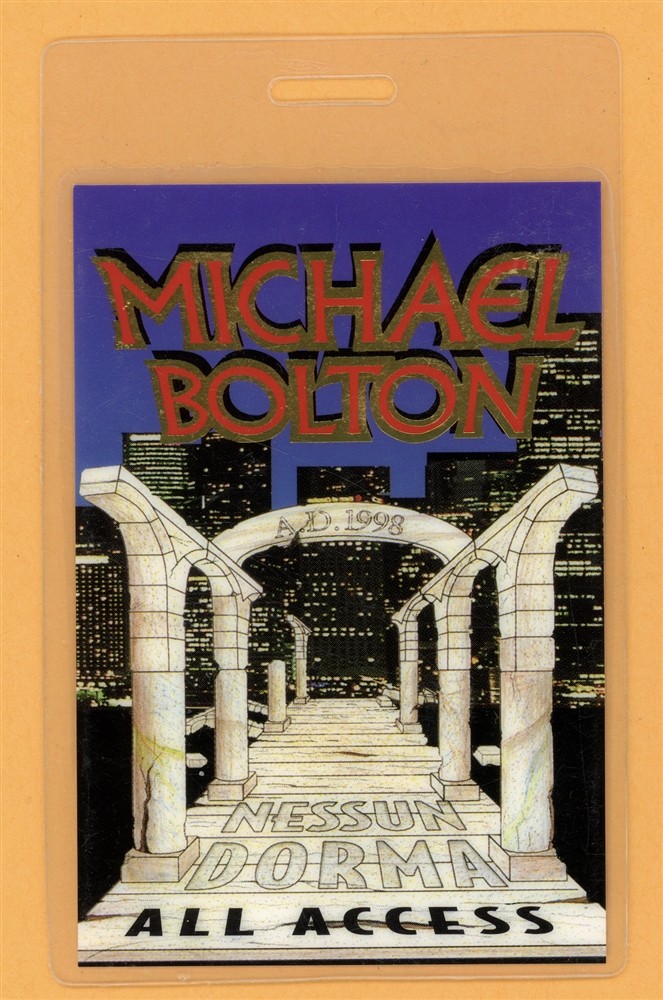 Michael Bolton 1998 Nessun Dorma Tour AA Laminated Backstage Pass