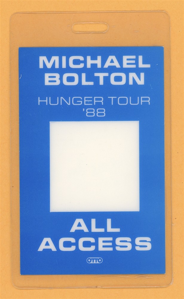 Michael Bolton 1988 Hunger Tour All Access Laminated Backstage Pass