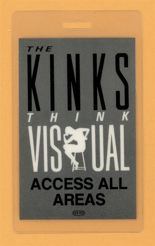 The Kinks 1986 Think Visual Tour All Access Laminated Backstage Pass