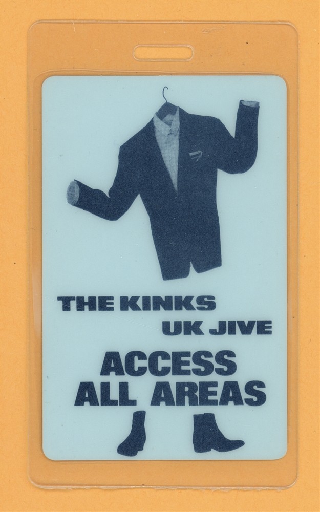 The Kinks 1989 UK Jive Tour All Access Laminated Backstage Pass