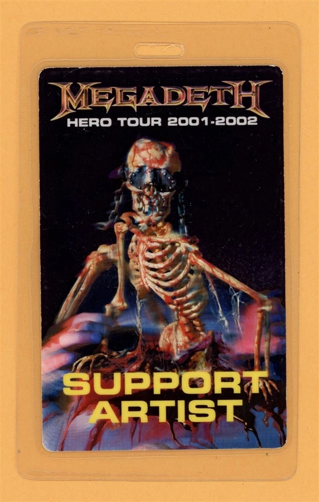 Megadeth 2001 The World Needs A Hero Tour Support Laminated Backstage Pass