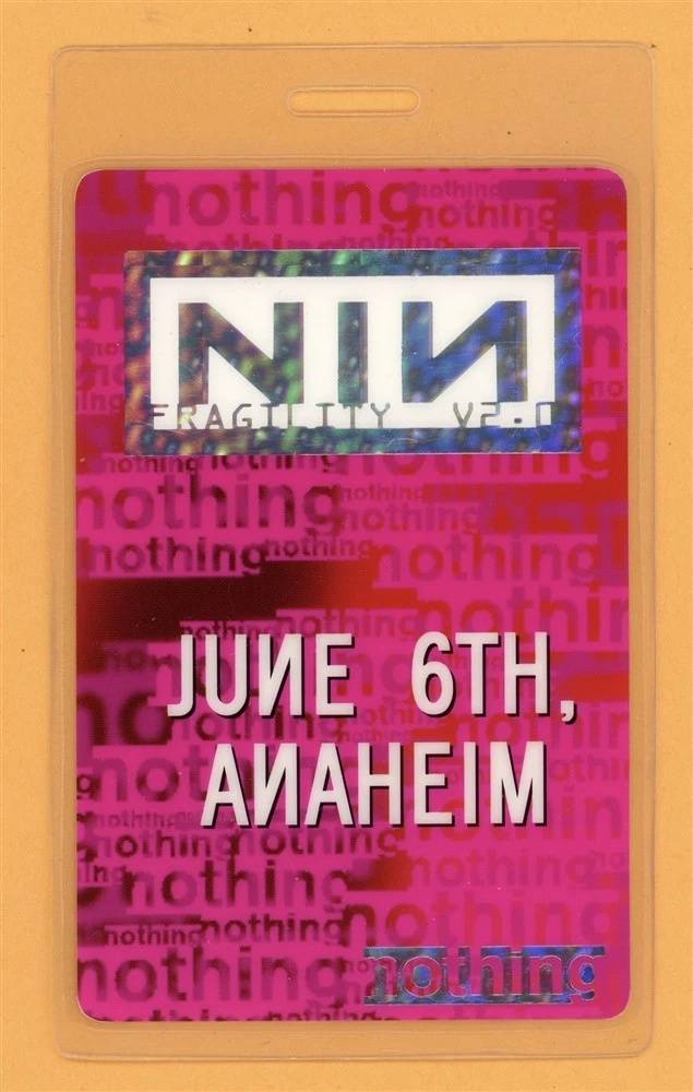Nine Inch Nails 2000 Fragility Tour All Access Laminated Backstage Pass