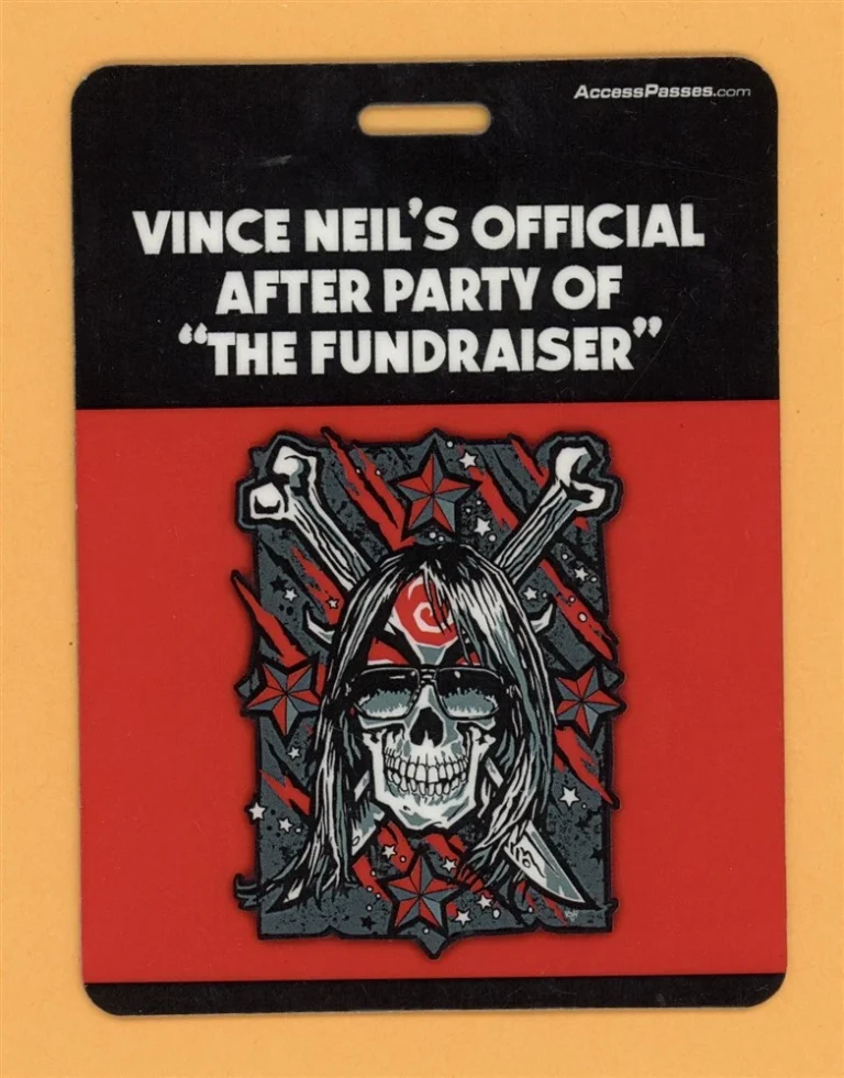Vince Neil Motley Crue Tatuado Tour VIP Laminated Backstage Pass