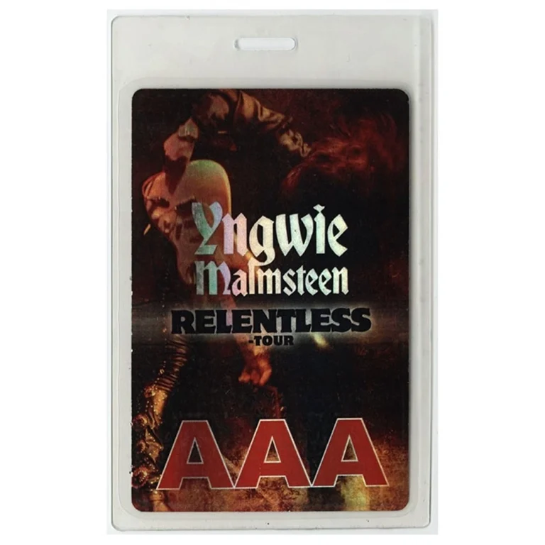 Yngwie Malmsteen 2010 Relentless Concert Tour All Access Laminate Backstage Pass