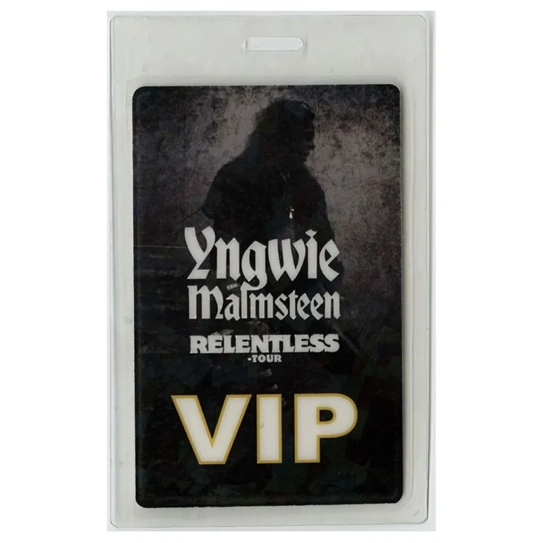 Yngwie Malmsteen 2010 Relentless Concert Tour VIP Laminated Backstage Pass