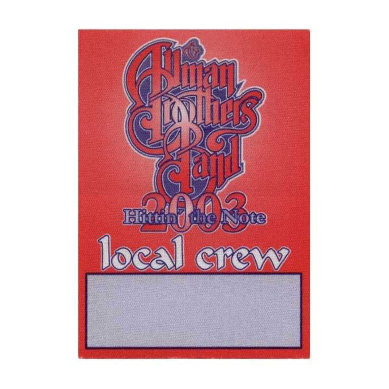 Allman Brothers 2003 Hittin' the Note Concert Tour Local Crew Backstage Pass