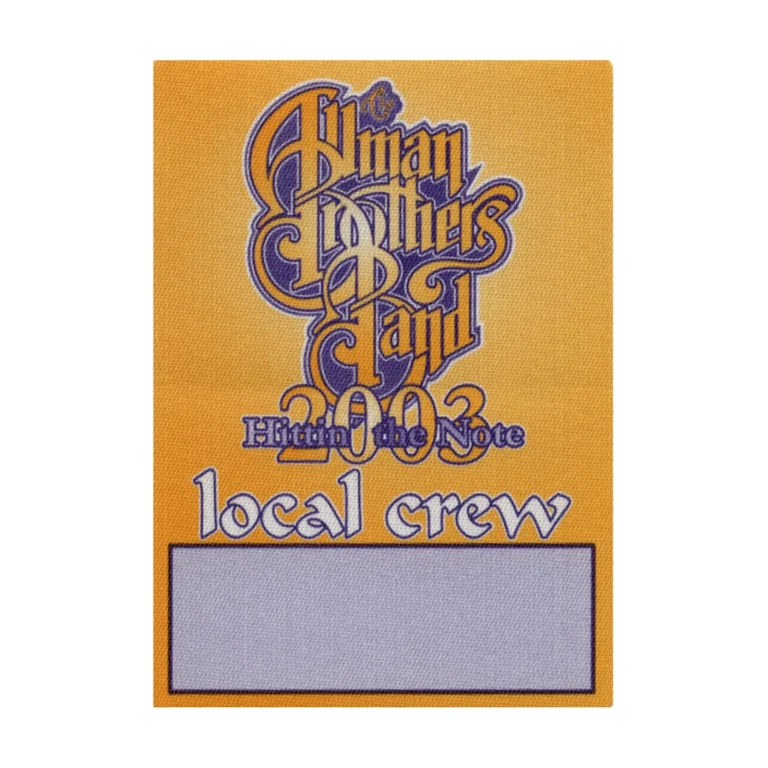 Allman Brothers 2003 Hittin' the Note Concert Tour Local Crew Backstage Pass
