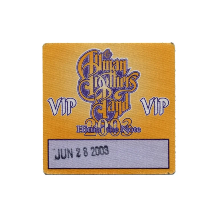 Allman Brothers 2003 Hittin' the Note Concert Tour VIP Backstage Pass