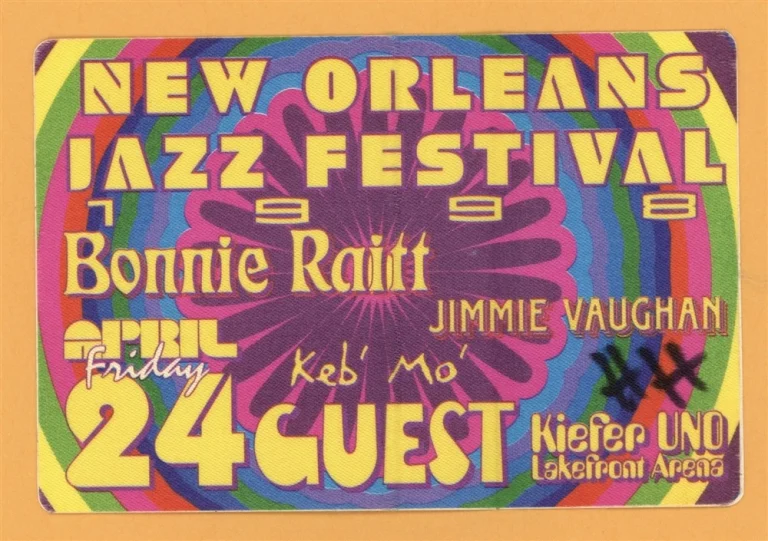 Bonnie Raitt 1998 Jimmie Vaughan Concert Tour GUEST Backstage Pass