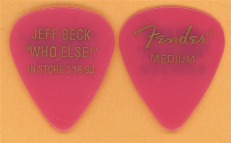 Jeff Beck Who Else! Trans Pink Guitar Pick - 1999 In Store Promo