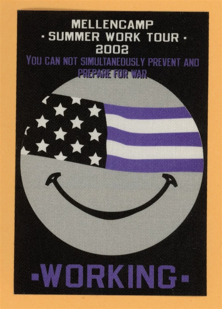 John Mellencamp 2002 Summer Work Concert Tour WORKING Backstage Pass