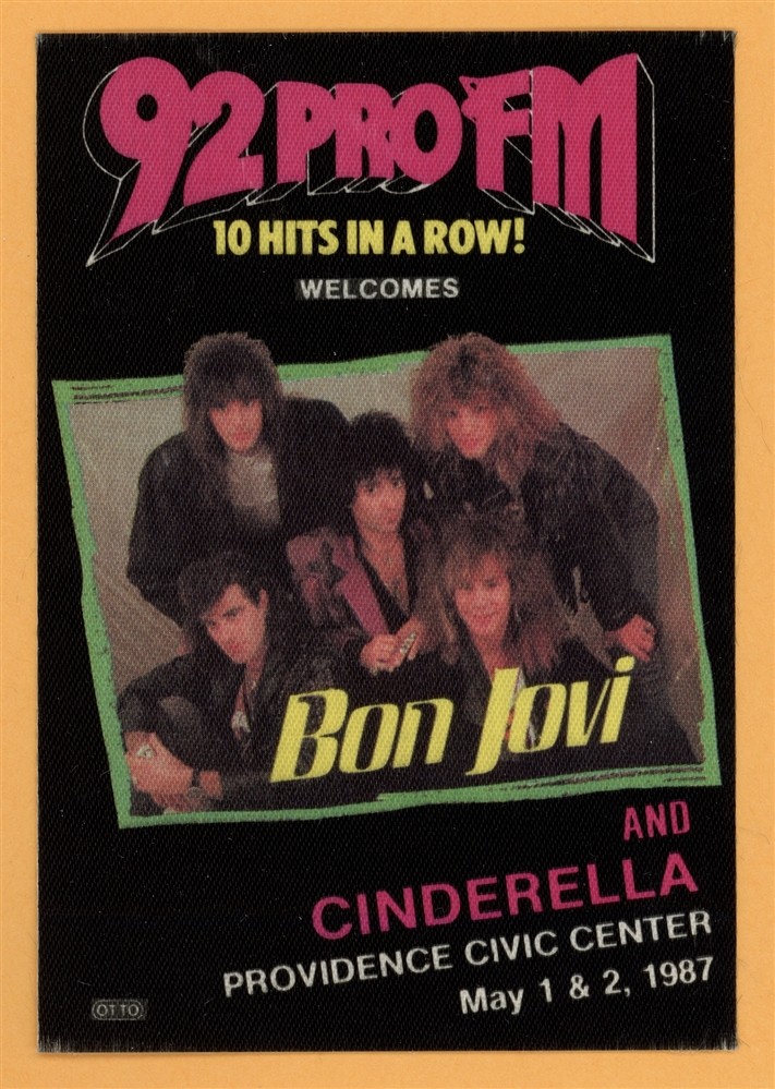 Bon Jovi 1987 w/ Cinderella Concert Tour 92ProFM Radio Promo Backstage Pass