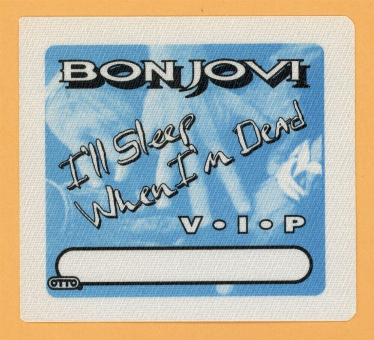 Bon Jovi 1993 I'll Sleep When I'm Dead Concert Tour VIP Backstage Pass