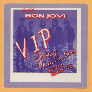 Bon Jovi 1993 I'll Sleep When I'm Dead Concert Tour VIP Backstage Pass