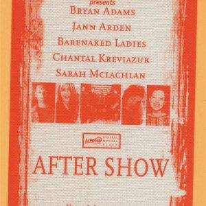 Bryan Adams 2002 Barenaked Ladies Concert Tour After Show Backstage Pass