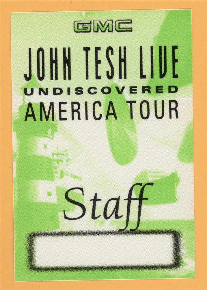 John Tesh 1996 Undiscovered Concert Tour STAFF Backstage Pass - NBA on NBC