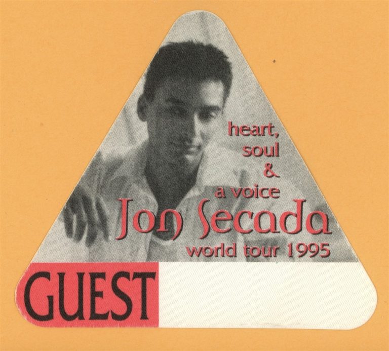 Jon Secada 1995 Heart, Soul & Voice Concert Tour GUEST Backstage Pass