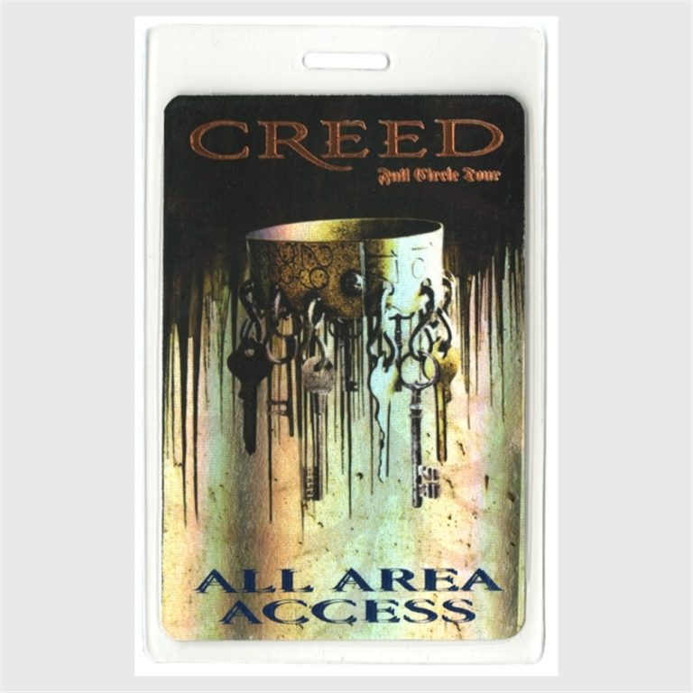 Creed 2010 Full Circle Concert Tour All Access Laminated Backstage Pass