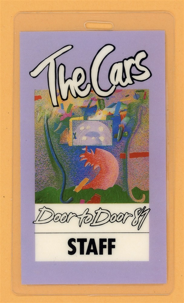 The Cars 1987 Door to Door Tour Staff Laminated Backstage Pass