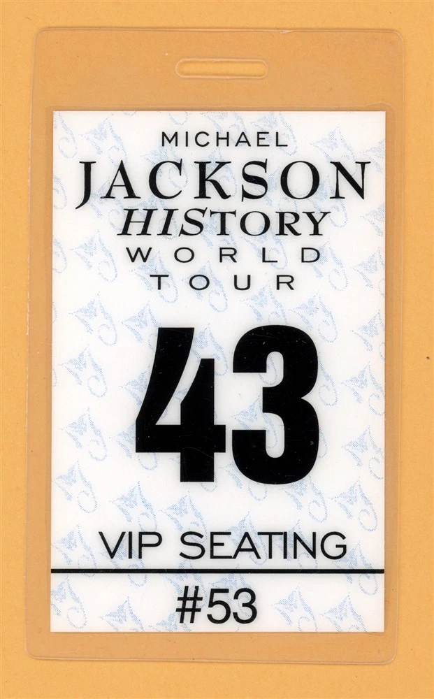 Michael Jackson 1997 History Tour VIP Laminated Backstage Pass