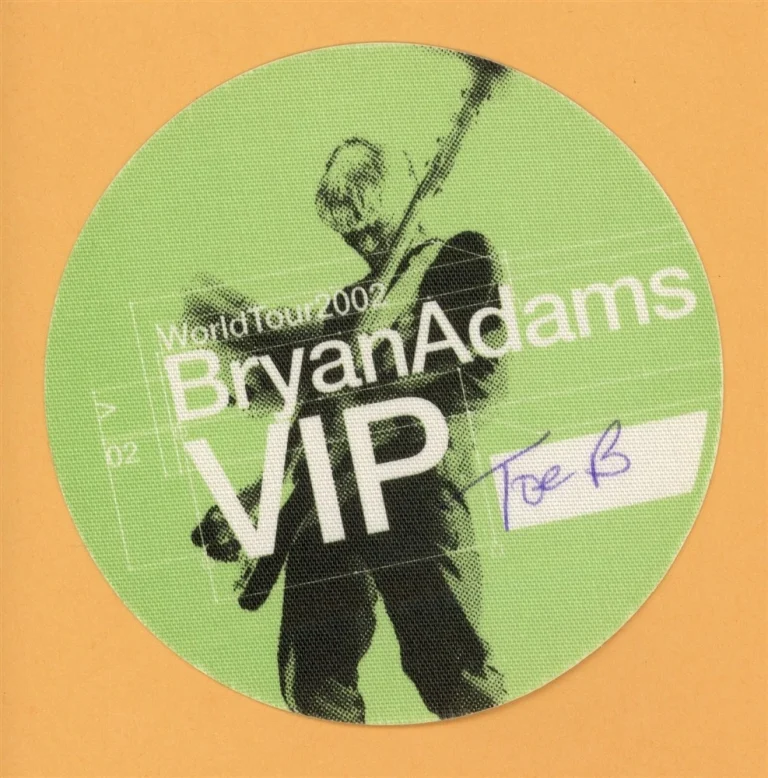Bryan Adams 2002 The Best of Me Concert Tour VIP Backstage Pass