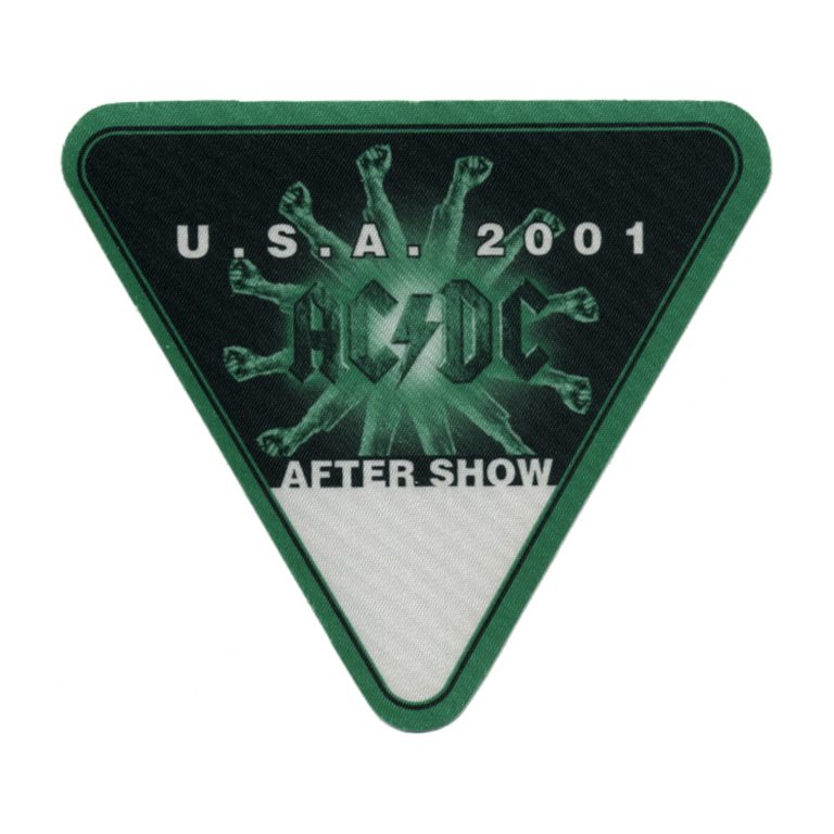 AC/DC 2001 Stiff Upper Lip Concert Tour After Show Backstage Pass - USA