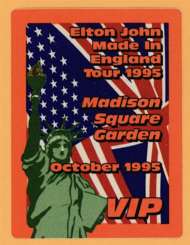 Elton John 1995 MSG Concert Tour VIP Backstage Pass