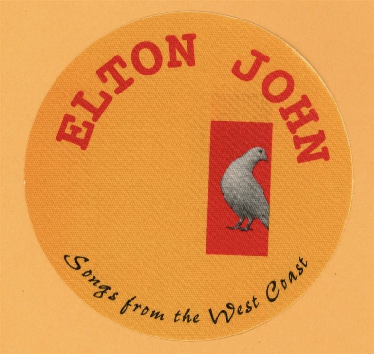 Elton John 2001 Songs From The West Coast Concert Tour Backstage Pass