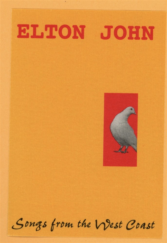 Elton John 2001 Songs From The West Coast Concert Tour Backstage Pass