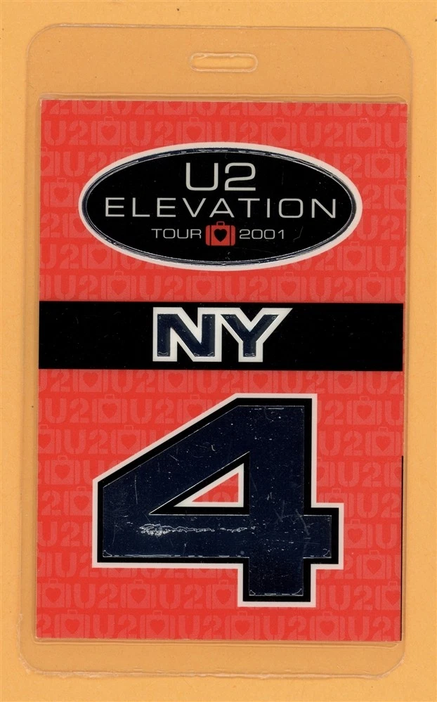 U2 2001 Elevation Tour NY 4 Laminated Backstage Pass