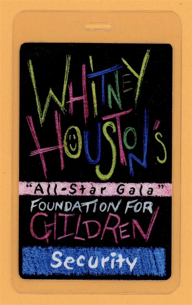 Whitney Houston 1999 All-Star Gala Tour Security Laminated Backstage Pass