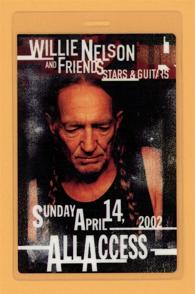 Willie Nelson 2001 Stars & Guitars Tour All Access Laminated Backstage Pass