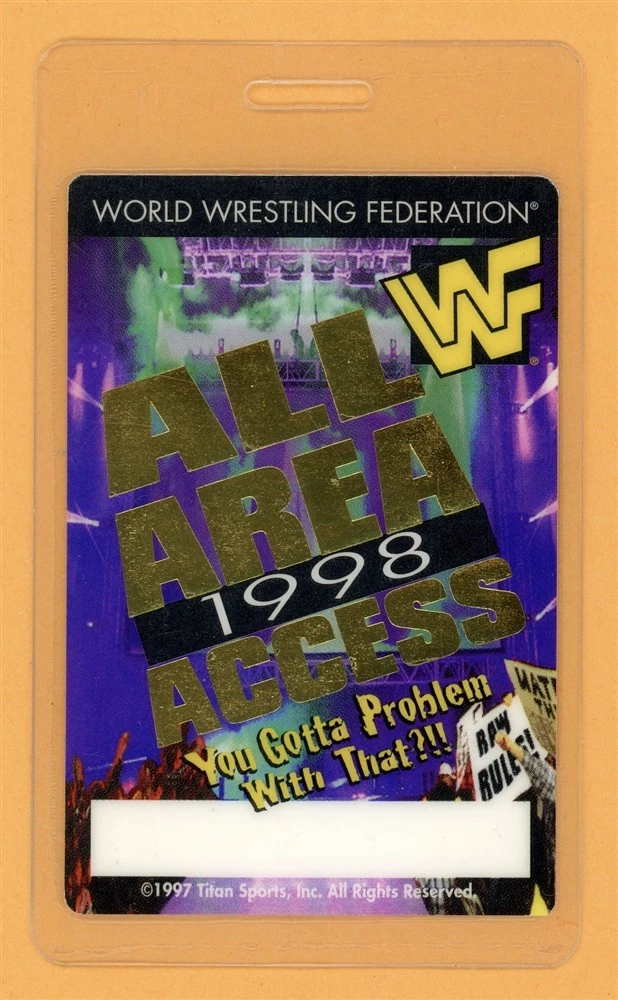 WWF World Wrestling Federation 1998 All Area Access Laminated Backstage Pass