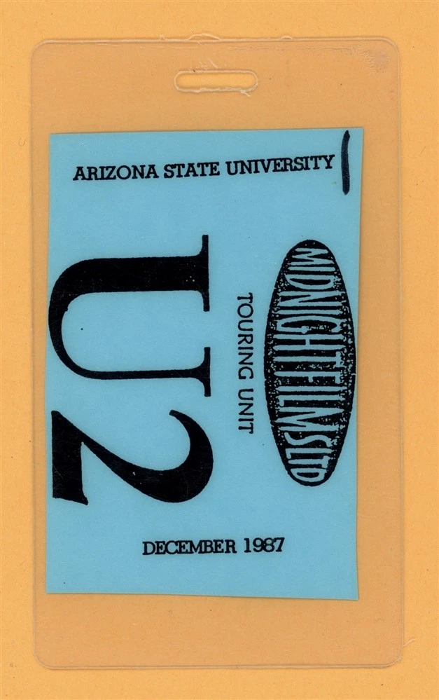 U2 1987 Joshua Tree Tour Laminated Backstage Pass