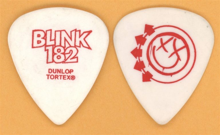 Blink 182 Tom DeLonge Mark Hoppus Guitar Pick - 2011 Tour RARE Red on White