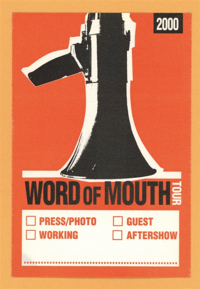 Jurassic 5 2000 Word of Mouth Concert Tour Backstage Pass