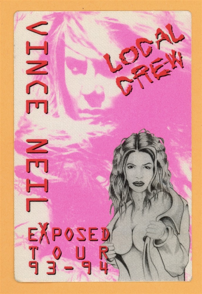 Motley Crue 1993 Vince Neil Exposed Concert Tour Crew Backstage Pass